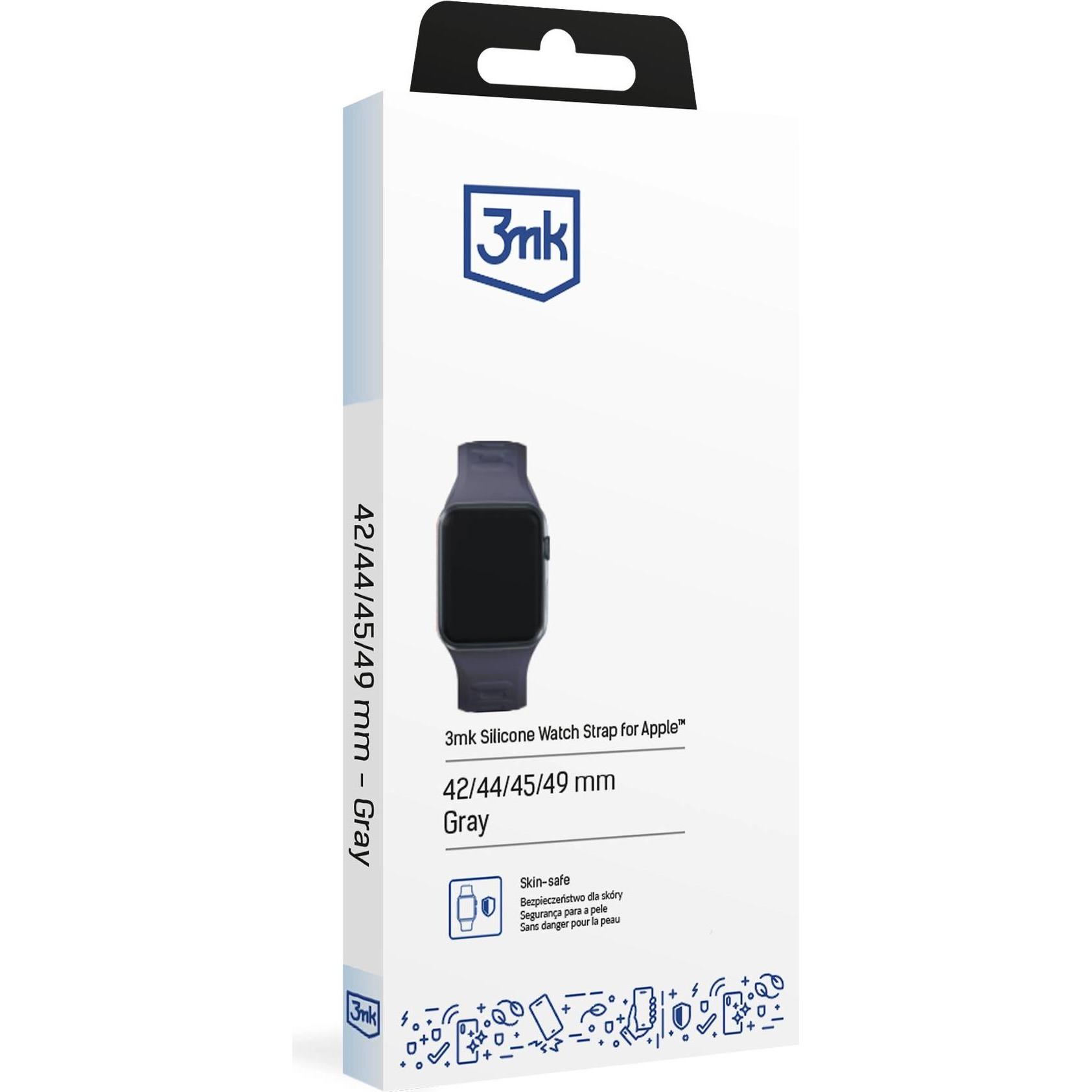 Thumbnail - 3MK Silicone Watch Strap szary/grey dla Apple Watch 42/44/45/49mm (Silikon, Edelstahl, 3, 4, 9, Ultra), Uhrenarmband, Gr...