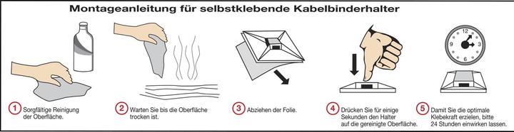 Produktbild Don Quichotte Klebesockel für Kabelbinder (Montagesockel) 4,8mm mit Sonderkleber aus Acrylat (100 Stk.)