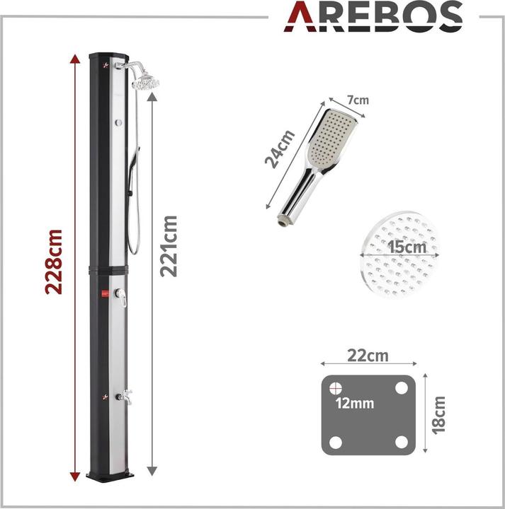 Produktbild Arebos Solardusche mit Handbrause