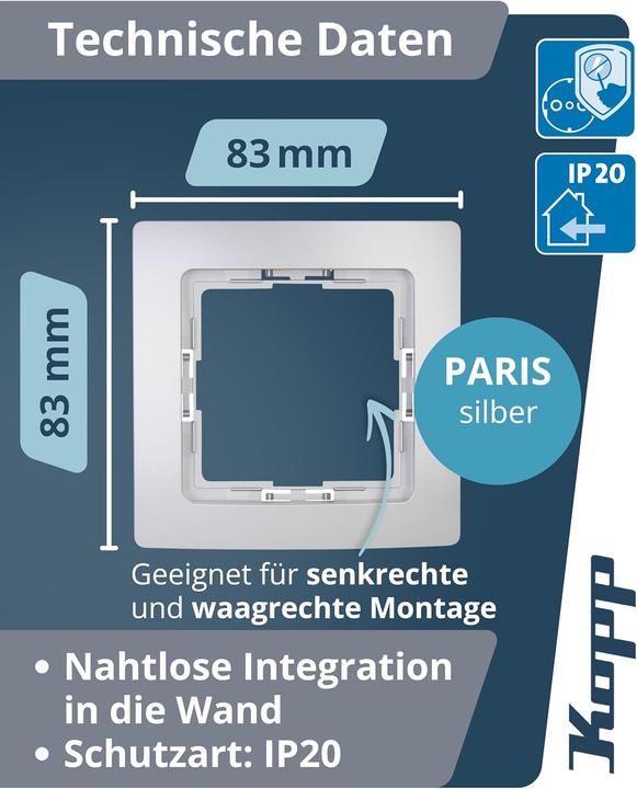 Produktbild Kopp Abdeckrahmen 1-fach Paris silber