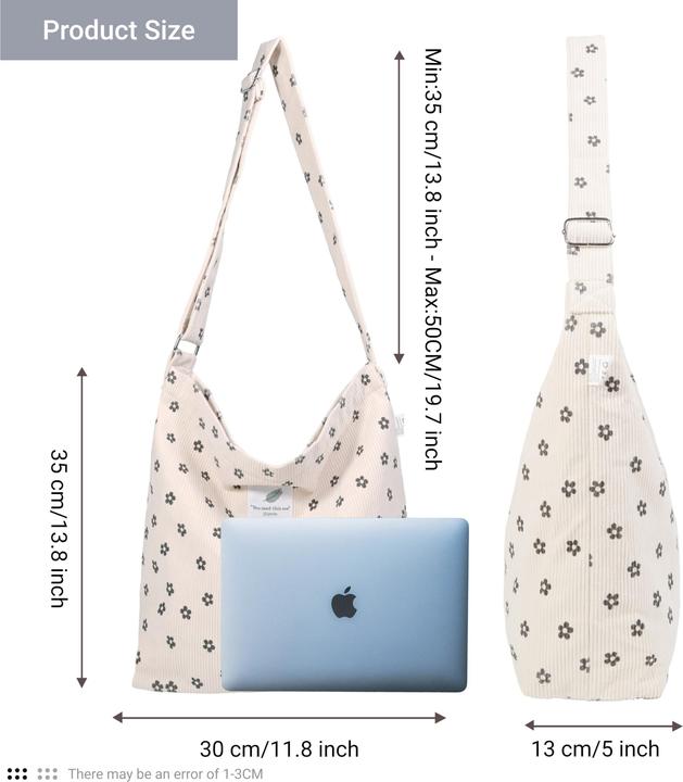 Produktbild Only-Bags.Store Grosse Cord-Einkaufstasche für Universität Arbeit Schule Alltag