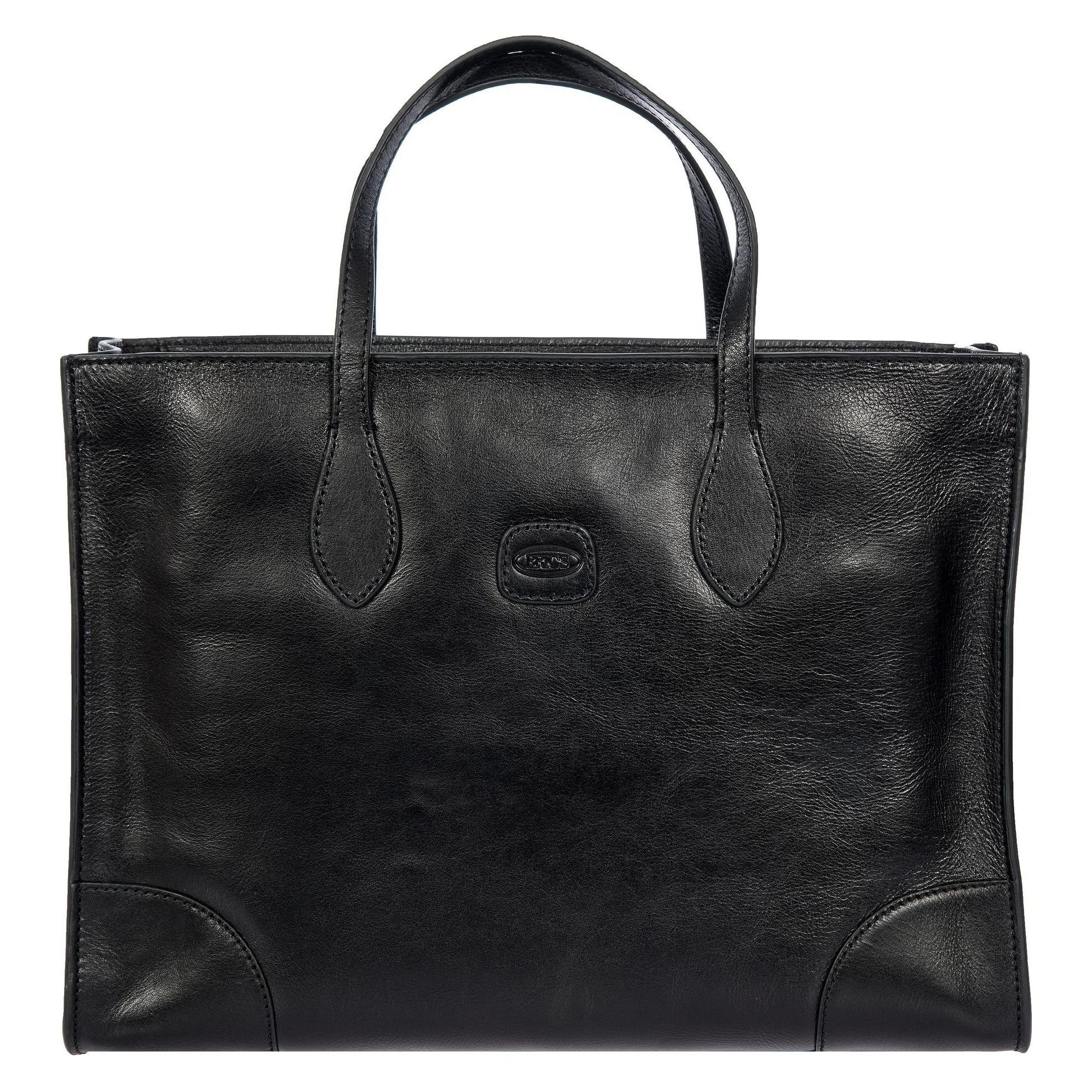 Brics, Damen, Tasche, Volterra Shopper Tasche S Leder 35 Cm Laptopfach, Schwarz, (11 l)
