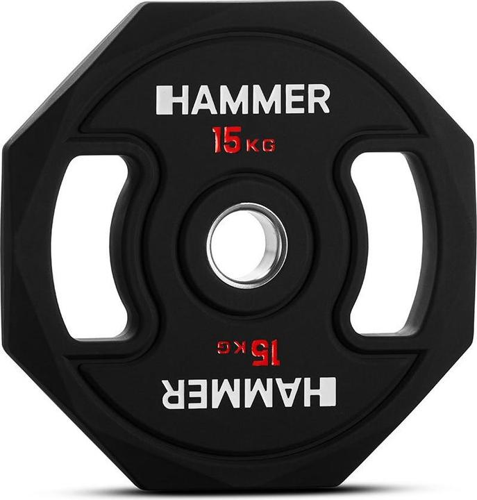 Hammer Fitness Octagon Hantelscheibe 50 mm 15 kg (1 x 15 kg)