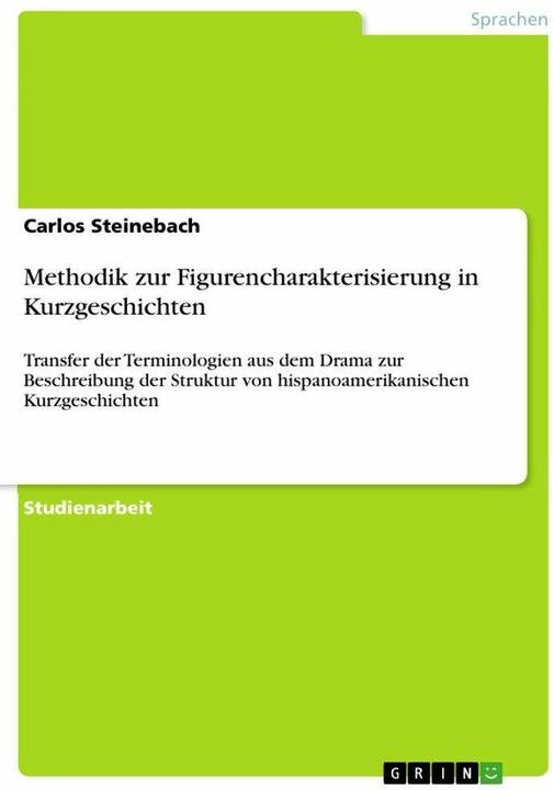 Actual product image Methodik zur Figurencharakterisierung in Kurzgeschichten (German, Carlos Steinebach)