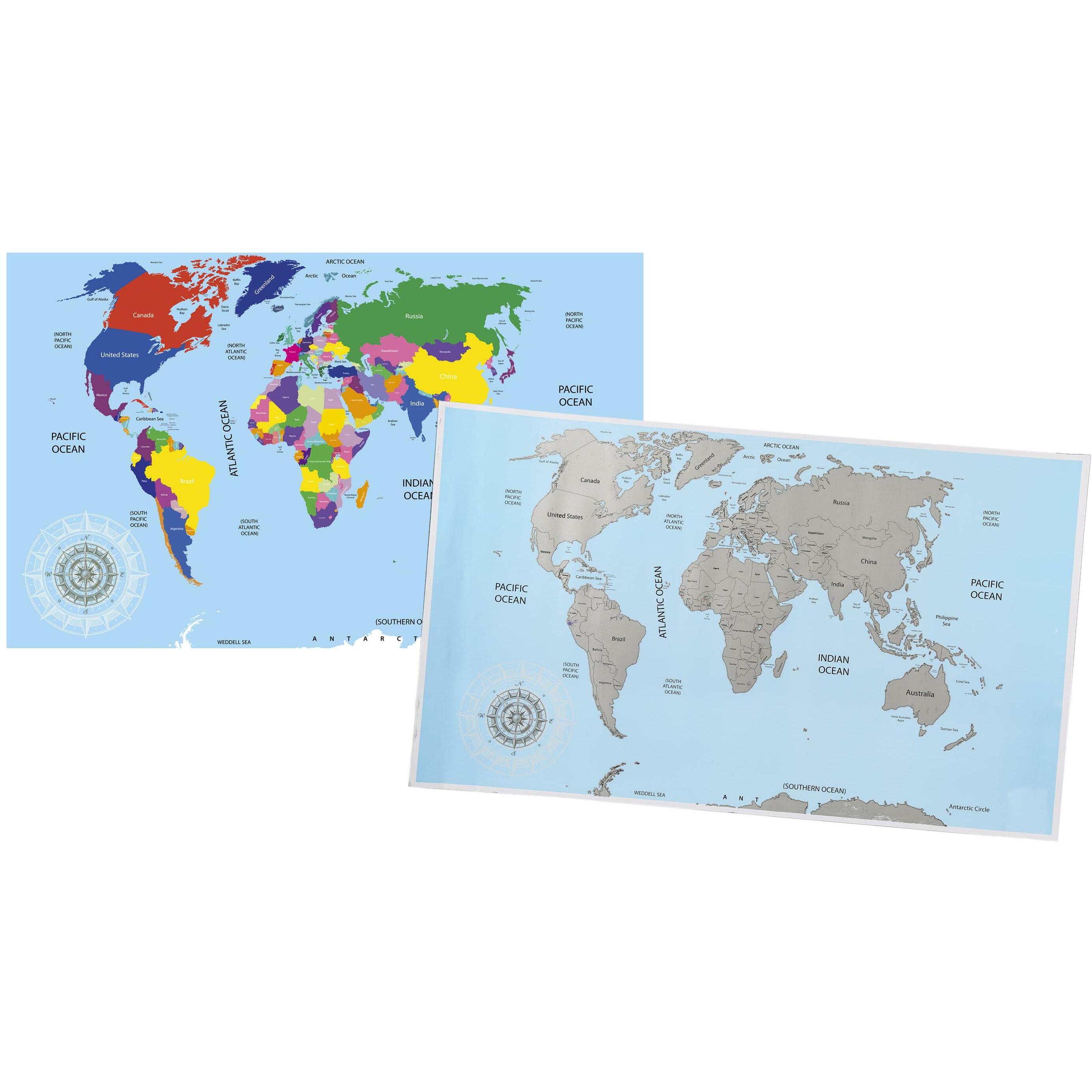 Ootb Weltkarte zum freirubbeln (Weltkarte, 52 x 88 cm) (B29/2900)