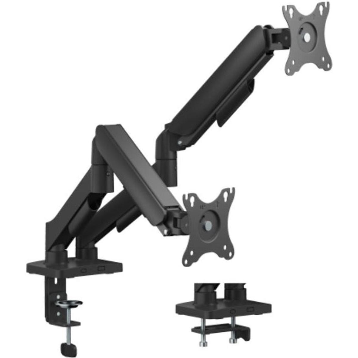 eSTUFF Dual Gas Spring Monitor Mount (Tavolo, 27", 8 kg), Supporto per monitor, Nero