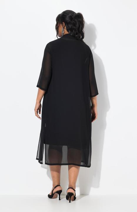 Actual product image Ulla Popken Longline Open Shape 3/4 Sleeve Chiffon Jacket