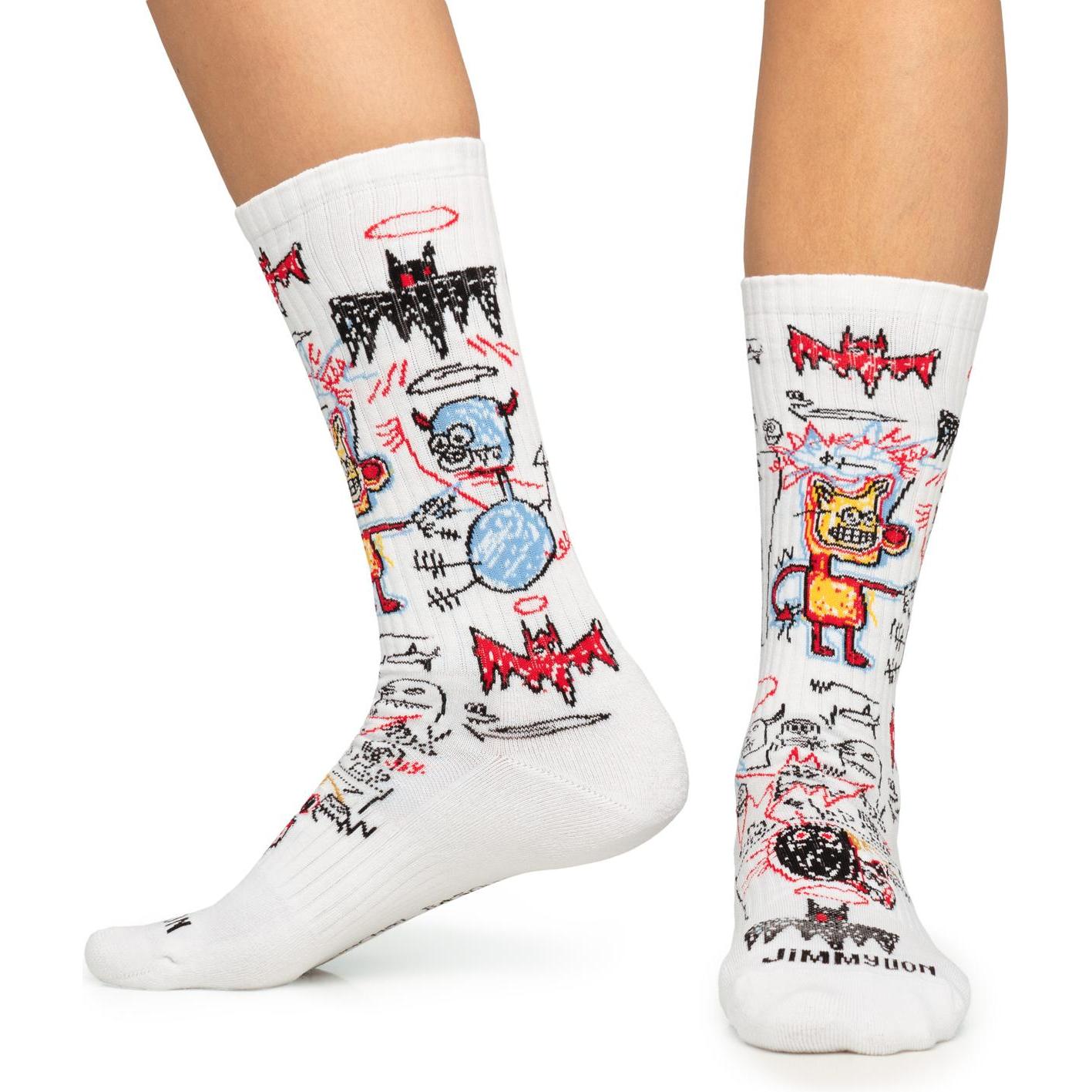 Thumbnail - Jimmy Lion, Herren, Socken, socken athletic basquiat batman, Weiss, (41 - 46)