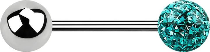 Actual product image Star Piercing Micro Barbell silber mit Kugel und Kristallkugel türkis Epoxy Schutzschicht (without brass, Surgical steel 316L)