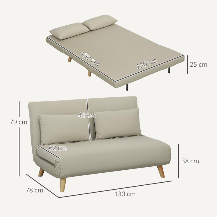Produktbild Homcom Schlafsofa Polyester, Stahl Beige (2-Sitzer)