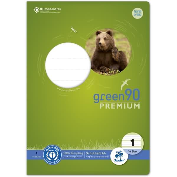 Actual product image Staufen Exercise book green ruled 1 lined DIN A4 without margin, 16 sheets (A4, Lined, Hardcover)