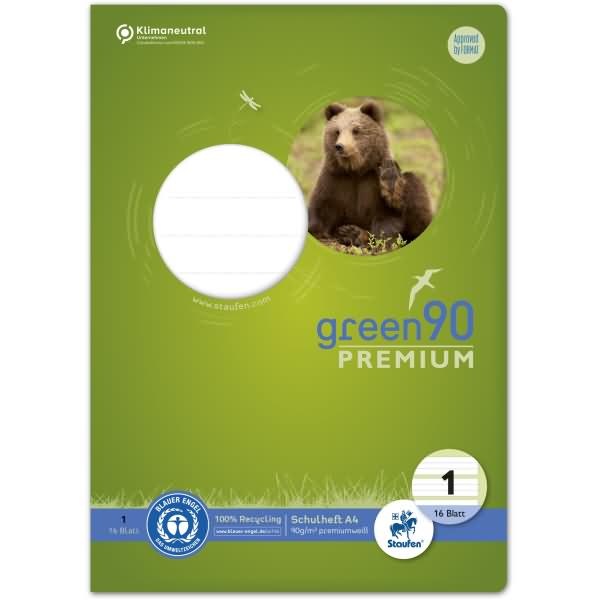 Produktbild Staufen Schulheft green Lineatur 1 liniert DIN A4 ohne Rand, 16 Blatt (A4, Liniert, Harter Einband)
