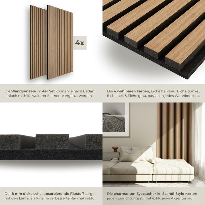 Actual product image tectake Acoustic Panel Set Sonic Wall - sound-absorbing felt, size adjustable (4 pcs.)