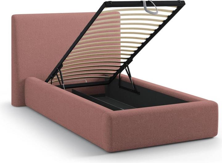 Actual product image Micadoni Storage Bed With Headboard, "Amy", Dark Pink, 220x130x95 Made in Europe (90 x 200 cm)