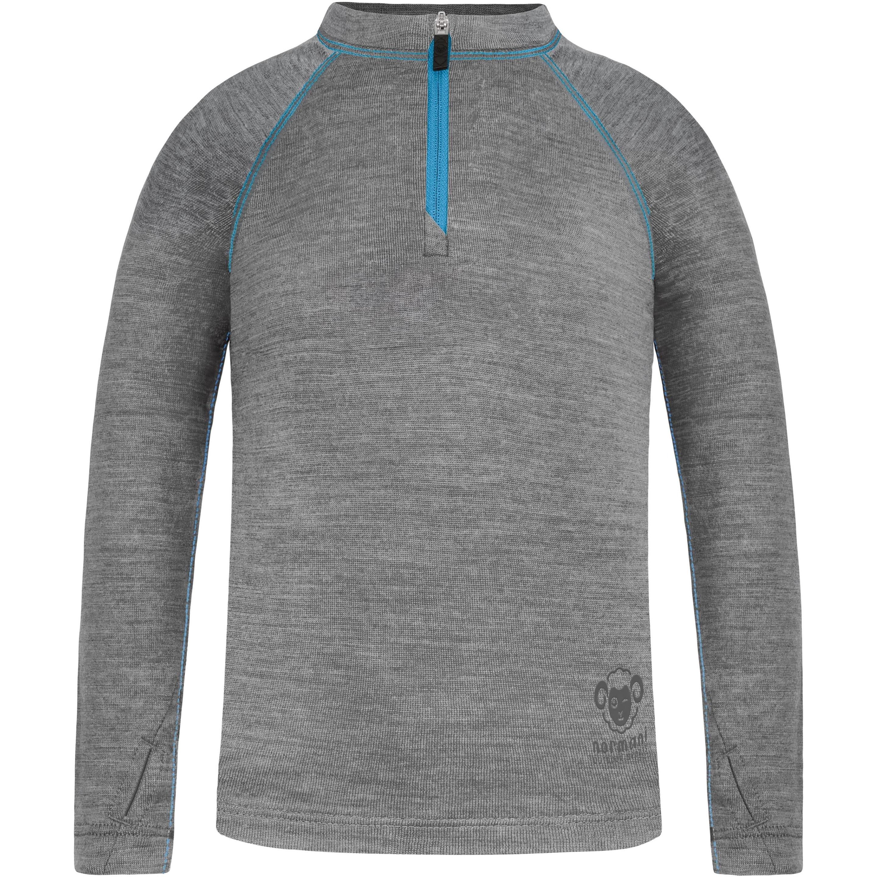 Normani, Herren, Funktionsshirt, Kinder Merino Langarm mit 1/4 Zipper „Nyapari“ - 9545 (110, 116, 115 A), Grau, 110, 116...