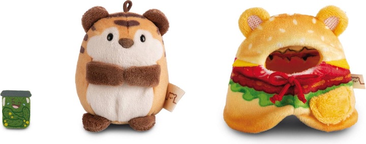 Produktbild Magni NICI Kuscheltier Tiger Tiggy mit Gurkenglas und Hamburgerkostüm 8cm in Geschenkbox (8 cm)