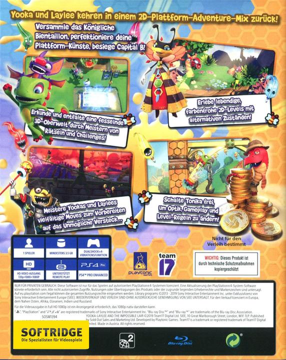 Actual product image Team17 Yooka-Laylee and the Impossible Lair (PS4, DE)