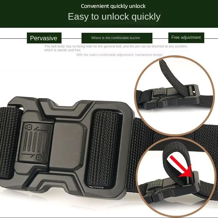 Actual product image Swissdetector Durable tactical belt - Quick-release buckle - TAN