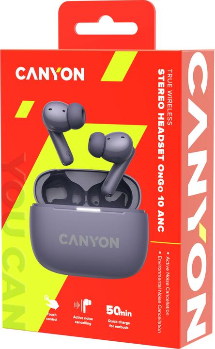 Immagine prodotto Canyon TWS-10, On Go, 10 ANC, cuffie in-ear Bluetooth True Wireless, stazione di ricarica in (ANC, 2 h, Senza fili)