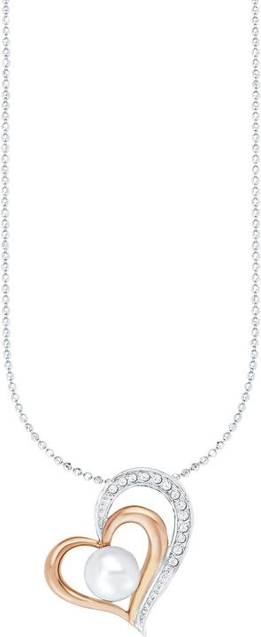 Amor 45 cm lange Halskette mit Herz-Anhänger aus teil-rosévergoldetem 925er Sterling Silber (Silber)