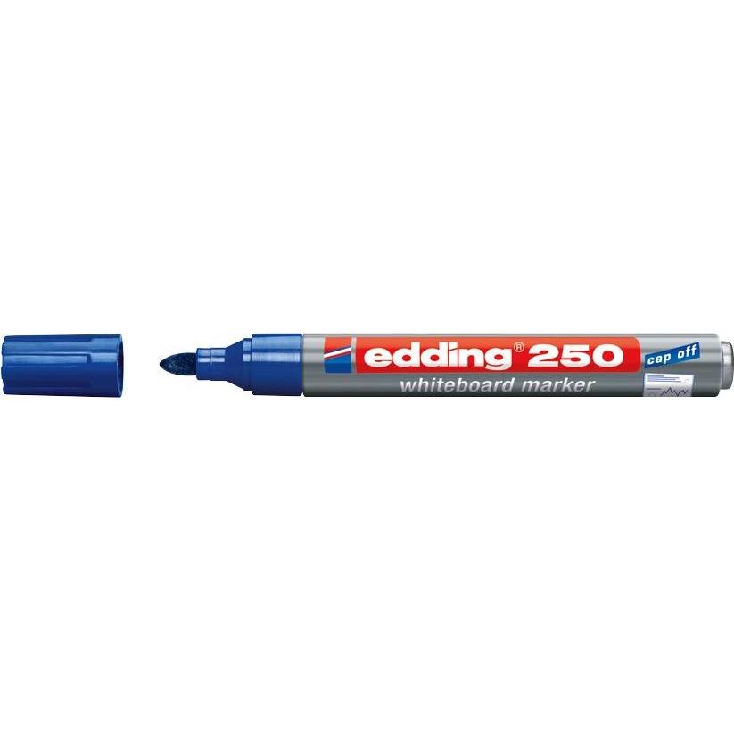 2x Edding, Marker, Boardmarker 250, Rundspitze, Strichbreite 1,5 - 3 mm (Blau, 3 mm, 10 x)