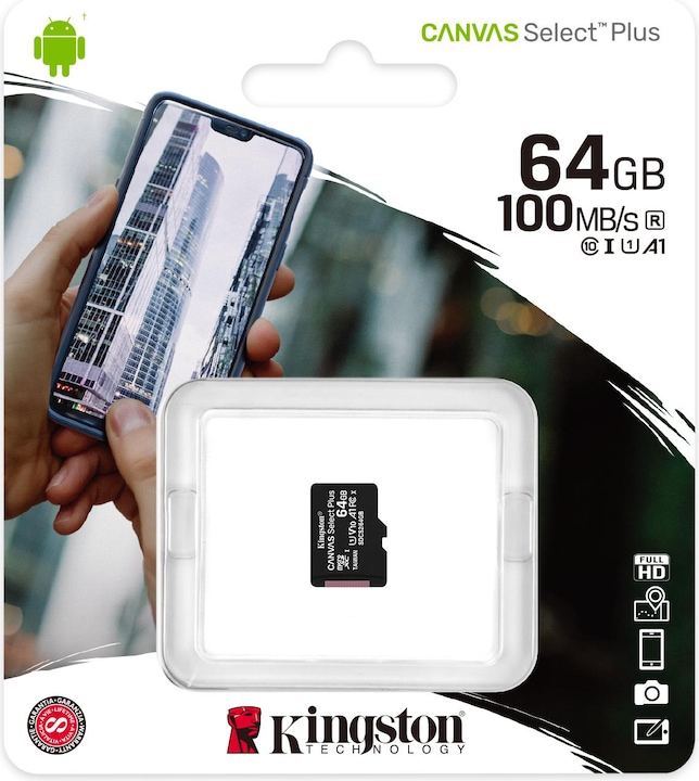 Produktbild Kingston Canvas Select Plus microSDXC Card 64GB (64 GB, microSDXC, U1, UHS-I)