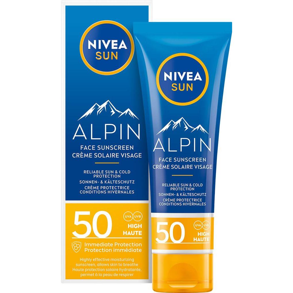 NIVEA, Crema solare, Alpin Sonnencreme LSF 50 (Crema solare viso, SPF 50, 50 ml)