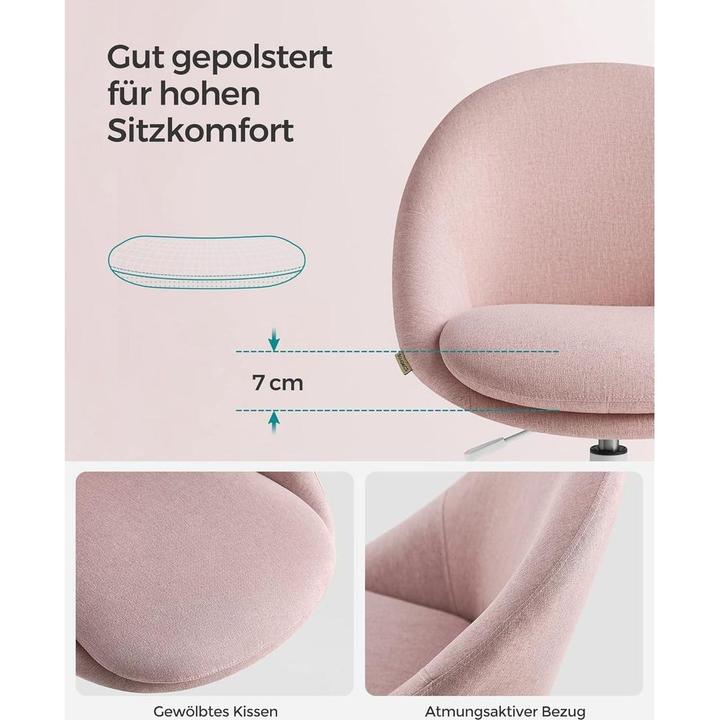 Image du produit Songmics Bürostuhl mit Fusskreuz, Rosa, Produkttyp: Bürostuhl (47 - 57 cm)