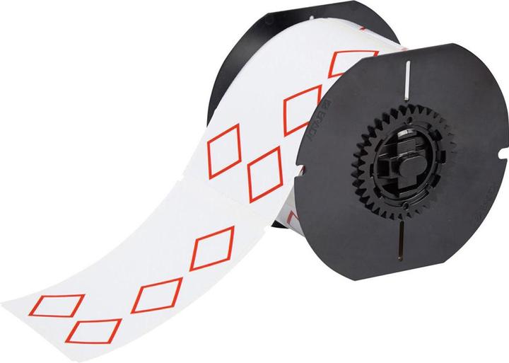 Brady B30-261-7569-CLP4A, vinyle, blanc, brillant, 75.00 x 110.00 mm, mise en page 4A (4 losanges rouges (7.50 cm)