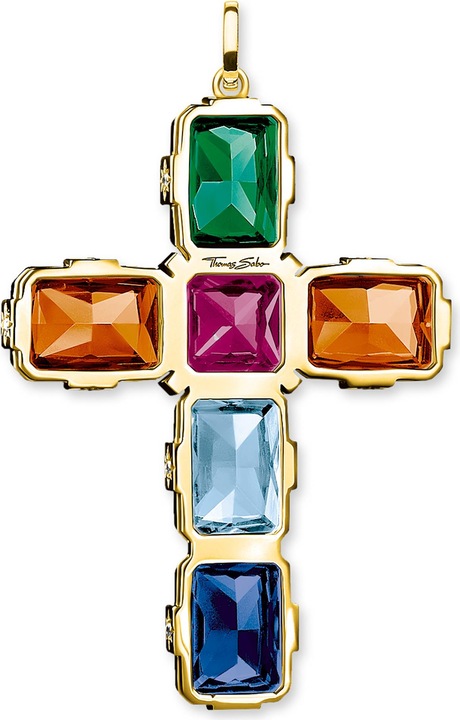 Image du produit Thomas Sabo Pendentif croix pierres colorées or grand (Argent 925)