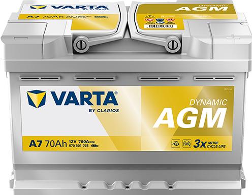 Actual product image Varta AGM3 12V 70 AH 760EN (A) (12 V, 70 Ah, 760 A)