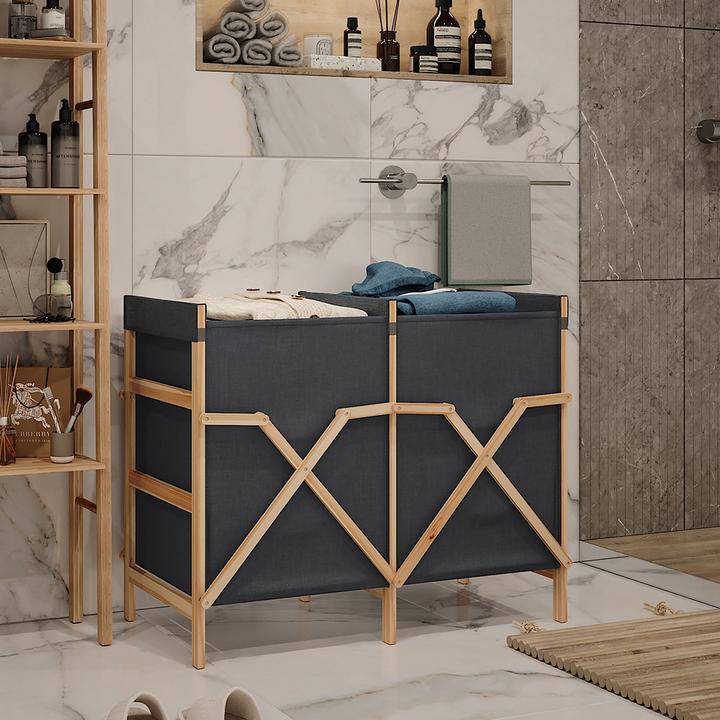 Produktbild Vicco Badschrank für Wäsche Bruno, Grau, 80 x 64 cm mit 2 Fächern