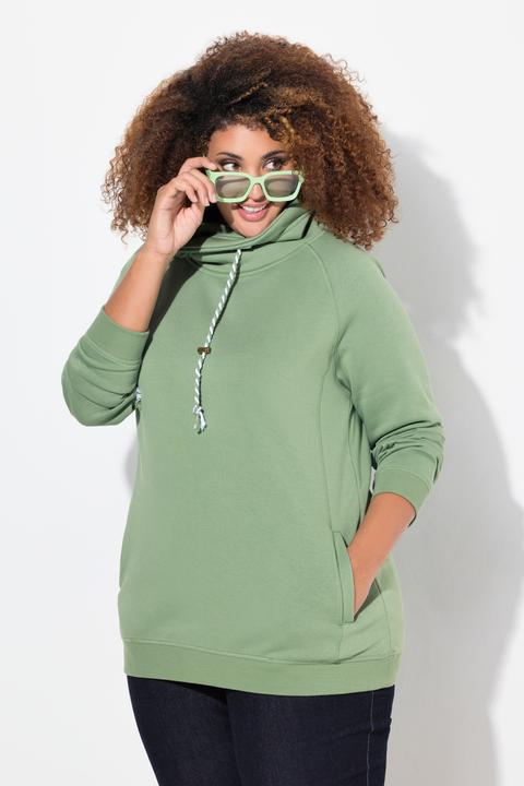 Actual product image Ulla Popken Drawstring Collar Long Sleeve Sweatshirt (42, 44)