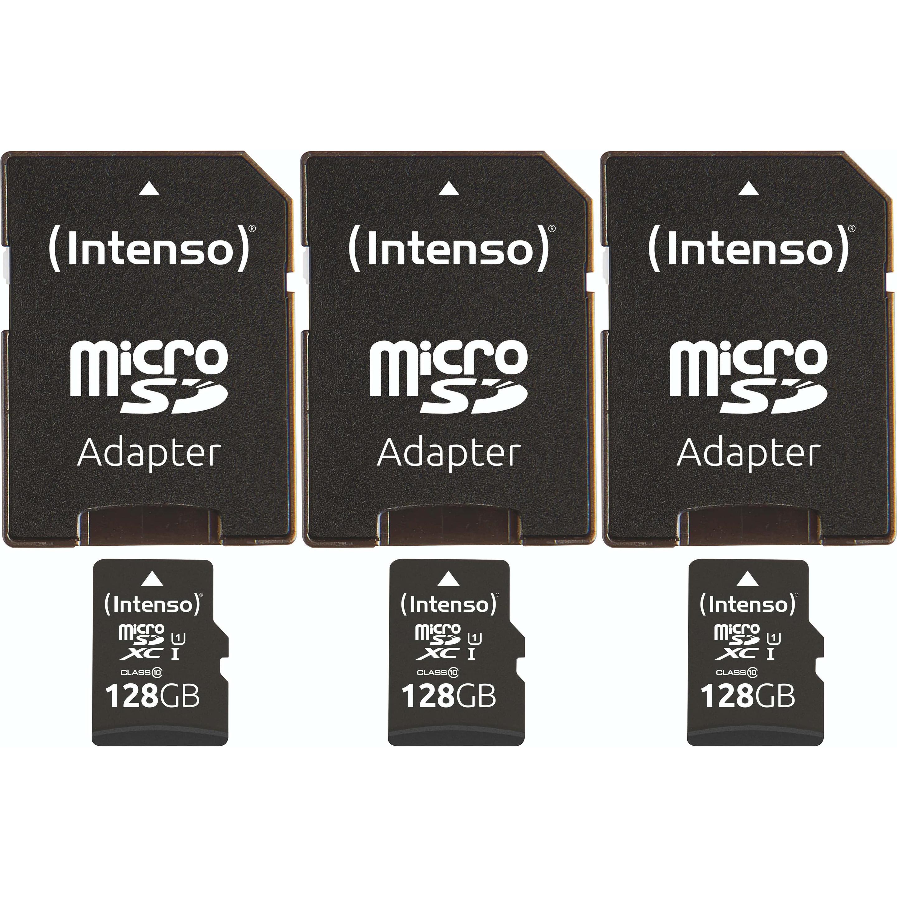 Intenso MicroSD-Card Performance Line, 3424491, 128 GB 3er Pack (128 GB), Speicherkarte