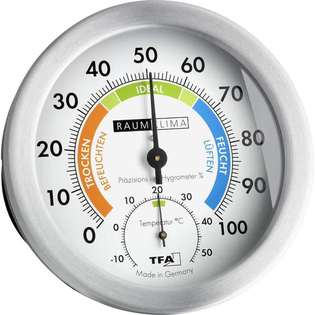 TFA Tisch, Wand Thermo-/Hygrometer, Thermometer + Hygrometer, Weiss