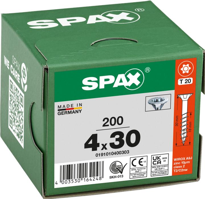 Actual product image Spax Countersunk Multi-Head T-Star Plus T20 Partially Threaded Wirox (200 Screws per piece)
