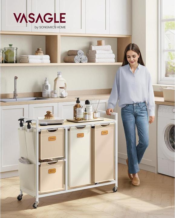 Actual product image Vasagle Wäschekorb mit Ablage Creme-Camel (150 l)