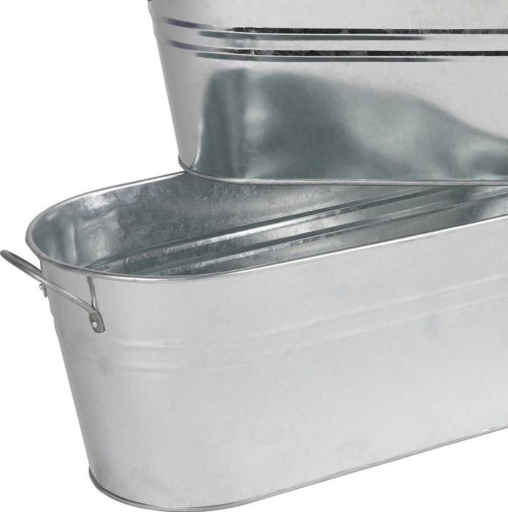 Produktbild Natura Punto 3 Pflanzenkästen aus Zink, oval, mit Henkel, unterschiedliche Grössen