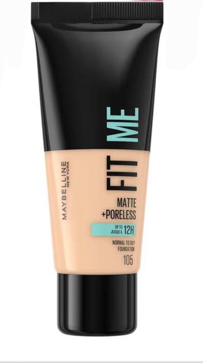 Actual product image Maybelline New York Fit Me Matte + Poreless Liquide Foundation 105 Natural Ivory 30ml (105 Natural ivory)