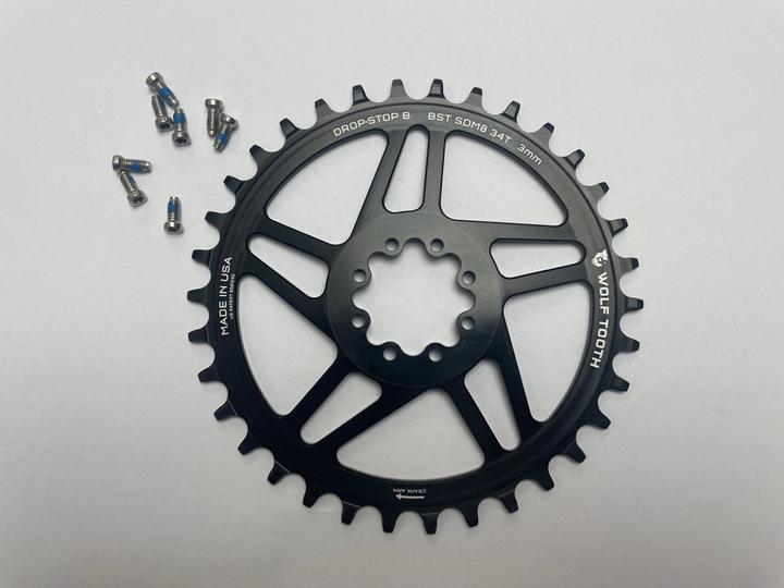Productafbeelding Wolf Tooth SRAM 8-bolt Direct Mount kettingblad, Boost 55mm/Offset 3mm, 34 t., Drop-Stop B, zwart (34)