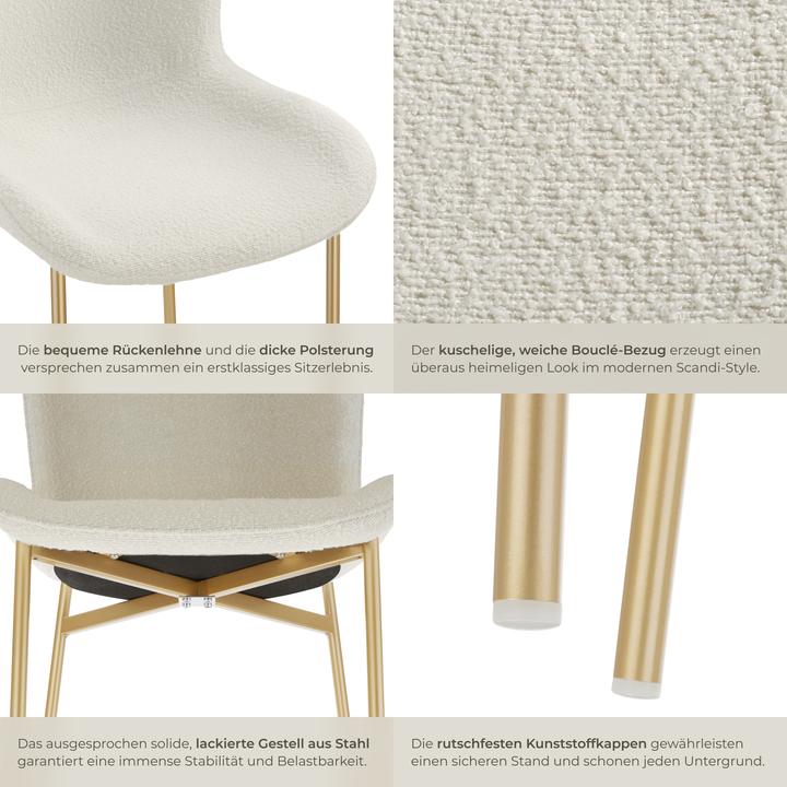 Image du produit tectake Lot de 2 chaises rembourrées Tessa Bouclé