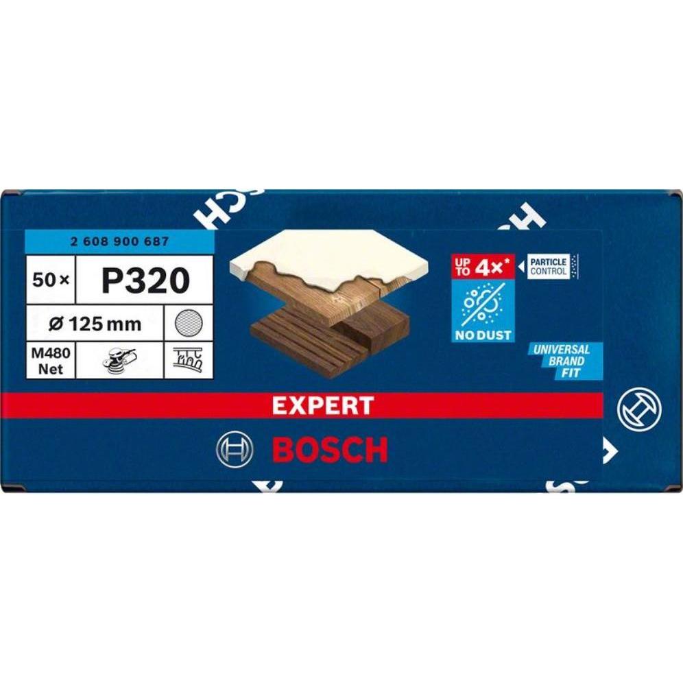 Thumbnail - Bosch Professional Zubehör, Schleifmittel, EXPERT M480 Schleifnetz für Exzenterschleifer, 125 mm, G 320, 50 Stück (320)