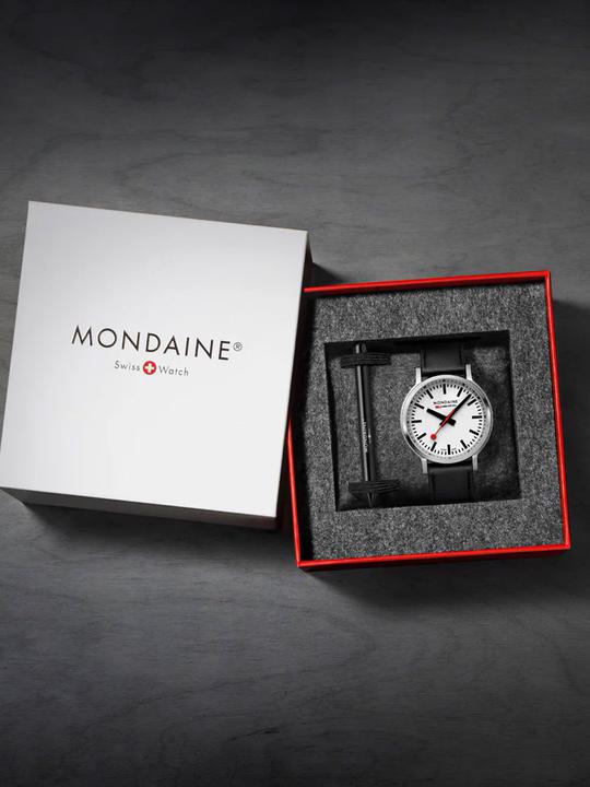 Image du produit Mondaine MST.4101B.LBV Stop2go Horloge - Horloge de gare - Saffierglas - Staal/Kunstleer - Zilver/Zwart - 41 (41 mm)