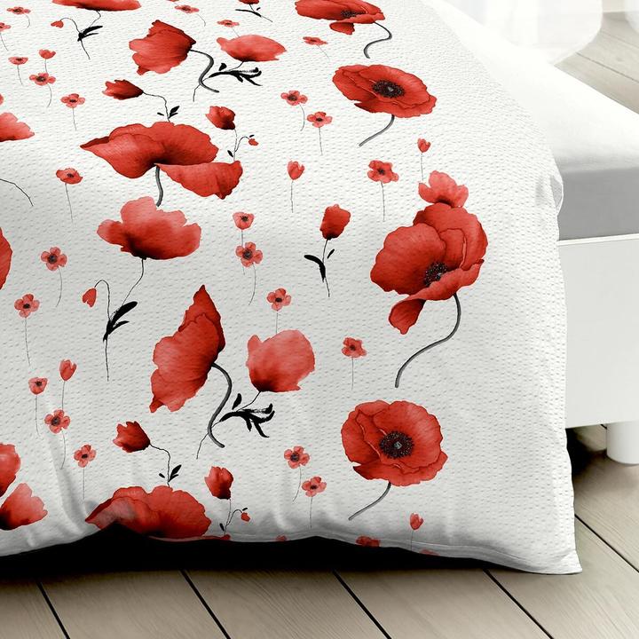 Produktbild Traumschlaf Seersucker Bettwäsche Scarlett Poppies rot (Bettwäsche Set, 155x220 cm + 80x80 cm)