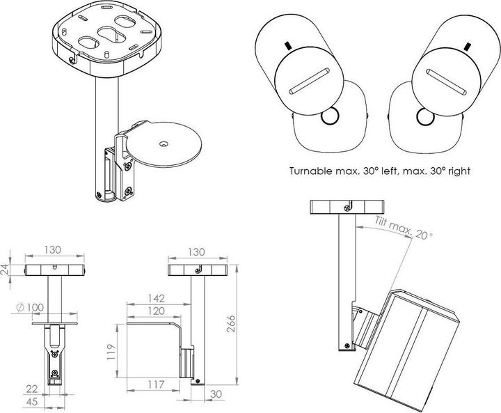Produktbild Cavus CPSE100W (1 Stk., Wandmontage, Drehbar, Neigbar)