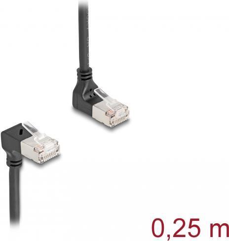 Produktbild Delock RJ45 Netzwerkkabel Cat.6A S/FTP Slim 90° oben / unten (S/FTP, CAT6a, 0.25 m)