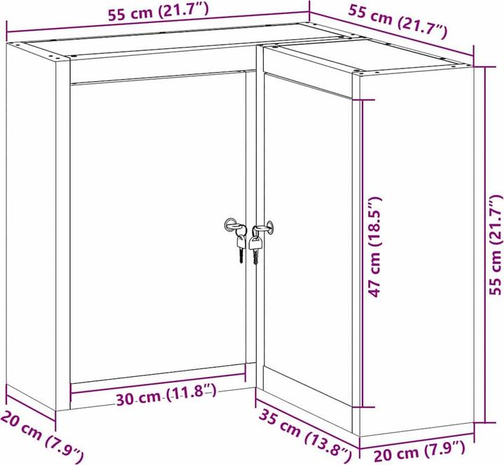 Actual product image vidaXL Eckschrank (55 cm, 55 cm)