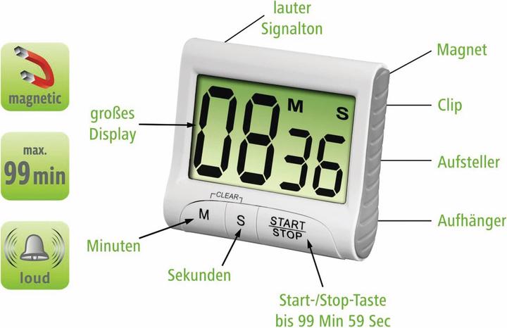 Produktbild Xavax Küchentimer Küchentimer "Countdown", digital, Weiss