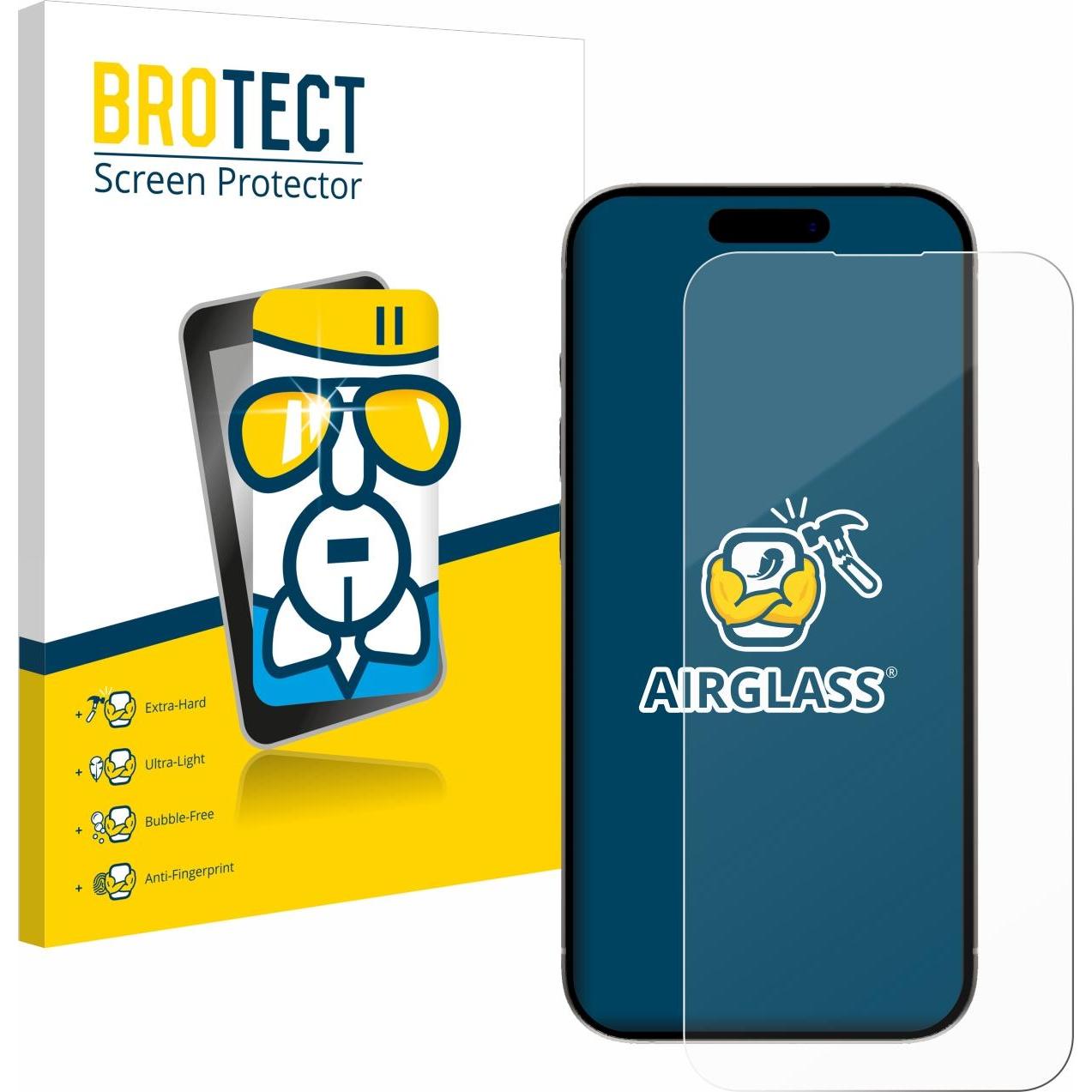BROTECT AirGlass Panzerglasfolie (1 Stück, Apple iPhone 15), Smartphone Schutzfolie, Transparent