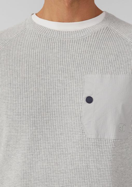 Produktbild s.Oliver Strickpullover Strickpullover mit Brusttasche und Druckknopf (XL)